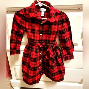 Polo by Ralph Lauren Plaid Cotton Twill Shirt Dress- Black and Red 18M